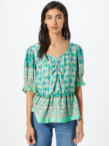 Cream Blouse 'Willow' in Green: front