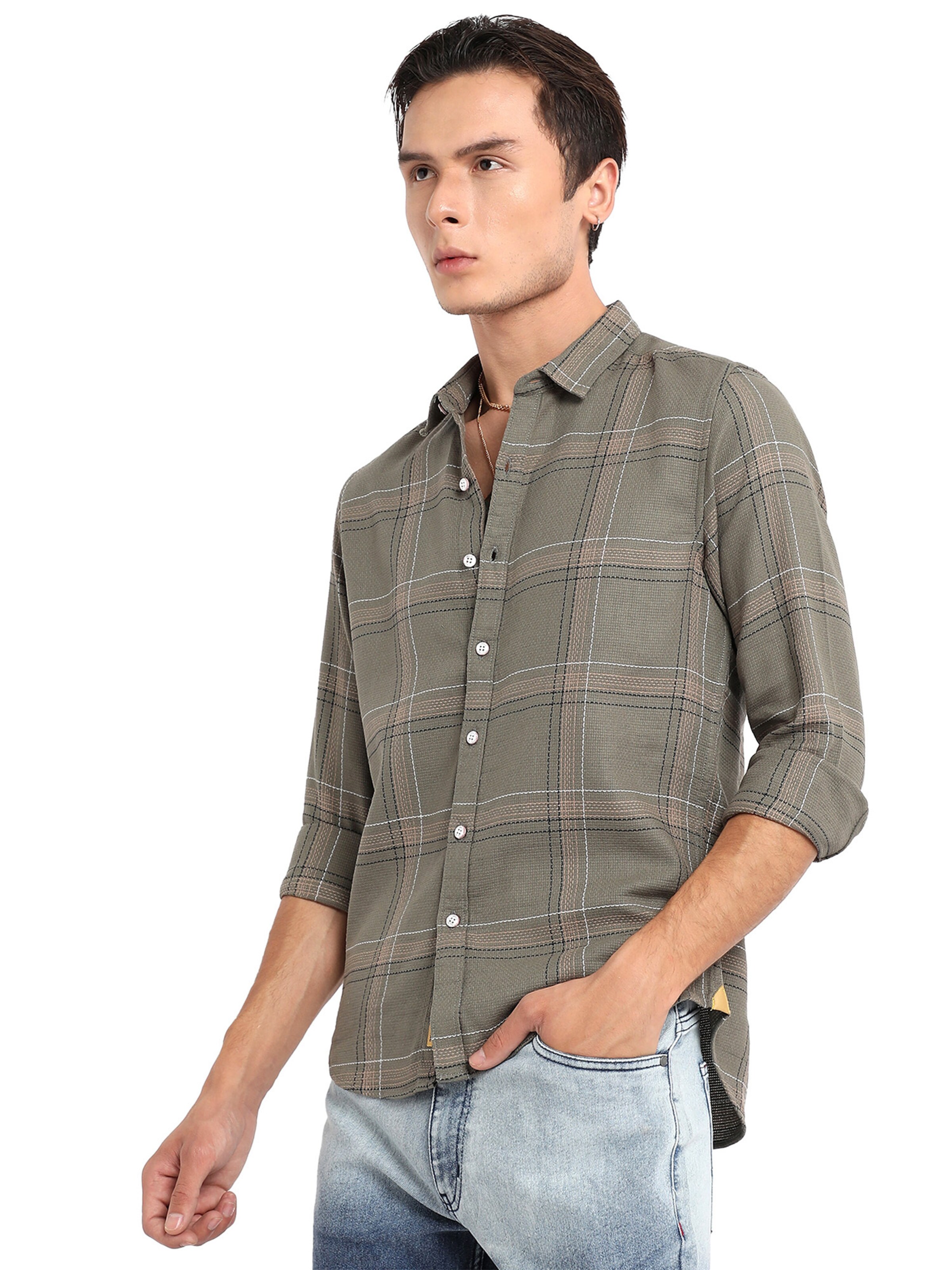 Campus Sutra Regular fit Button Up Shirt &#x27;Augustus&#x27; in Green