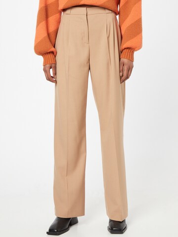 NAF NAF Wide leg Pleated Pants 'CAPRIA' in Brown: front