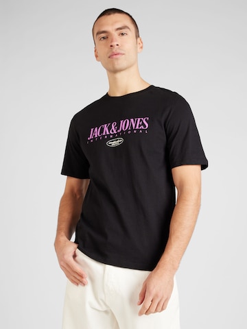 melns JACK & JONES T-Krekls 'LUCCA': no priekšpuses