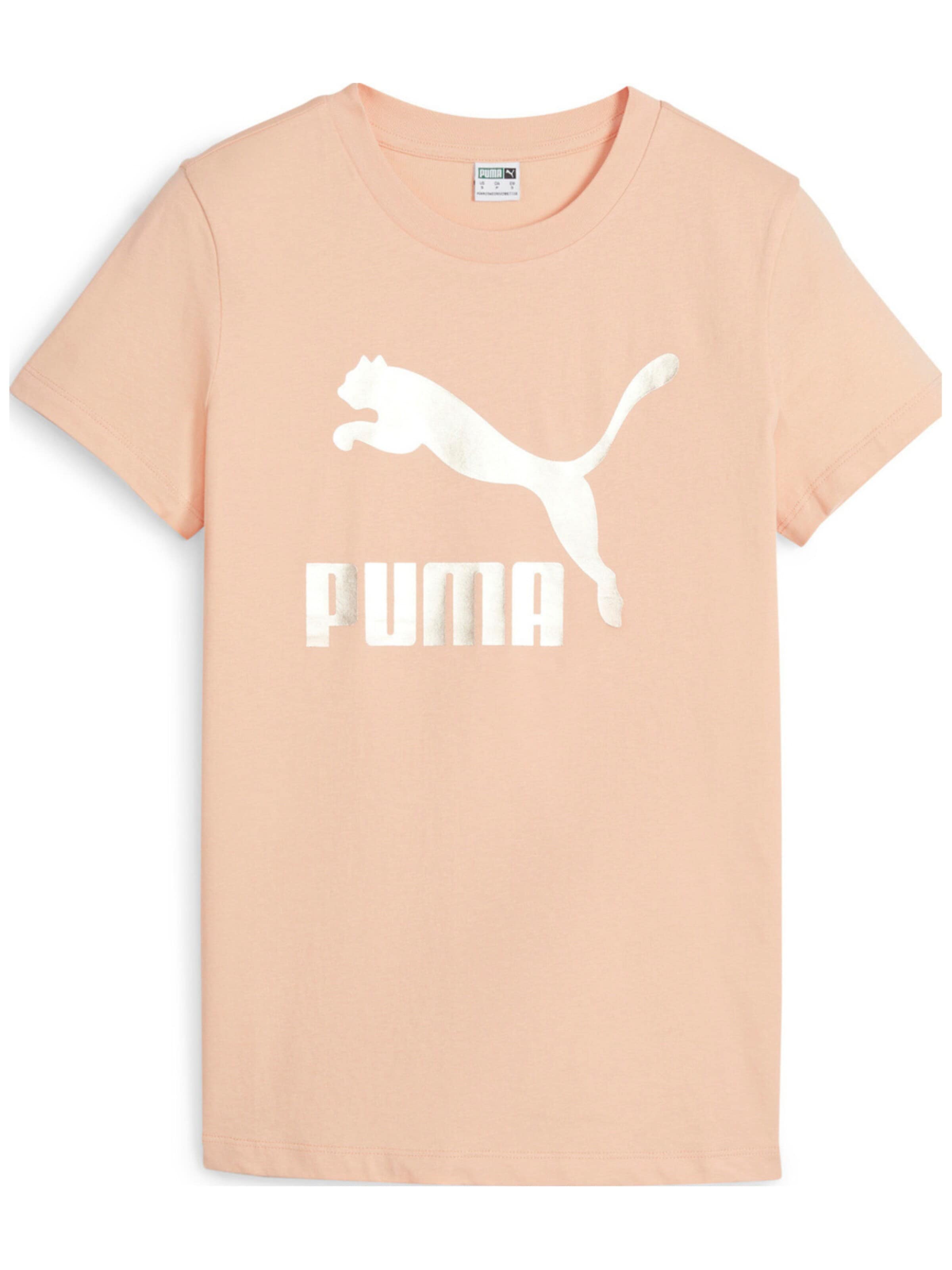 PUMA - Camiseta 'Puma Classics Shiny Logo Tee S' en naranja: frente