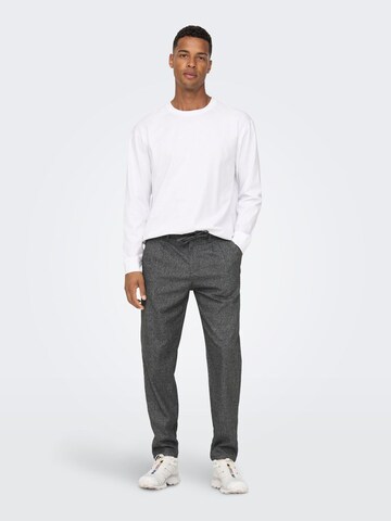 Only & Sons Tapered Pleat-Front Pants 'LEO' in Grey