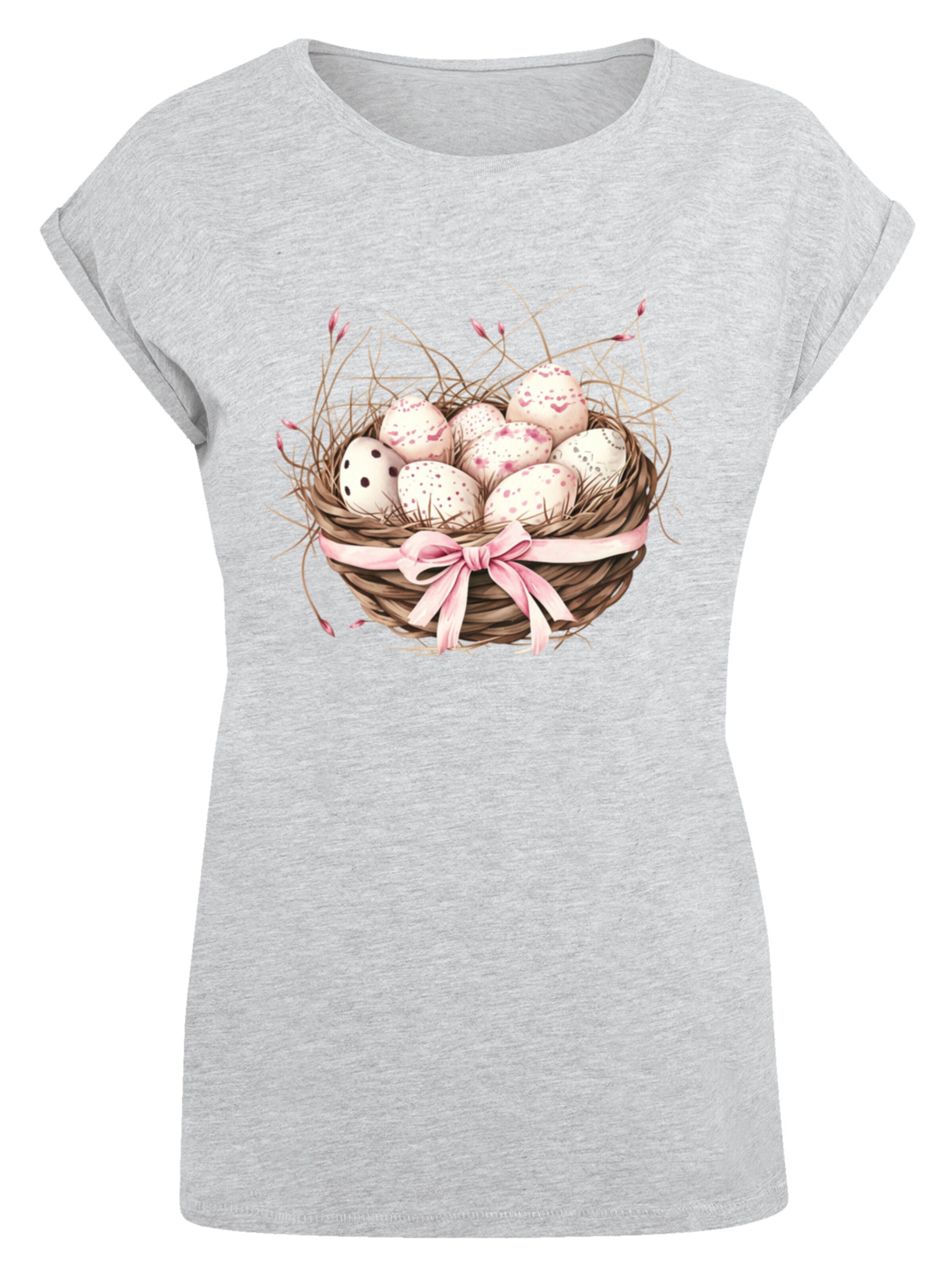 T-shirt 'Osterei Nest Korb Dekor' F4NT4STIC en gris : devant