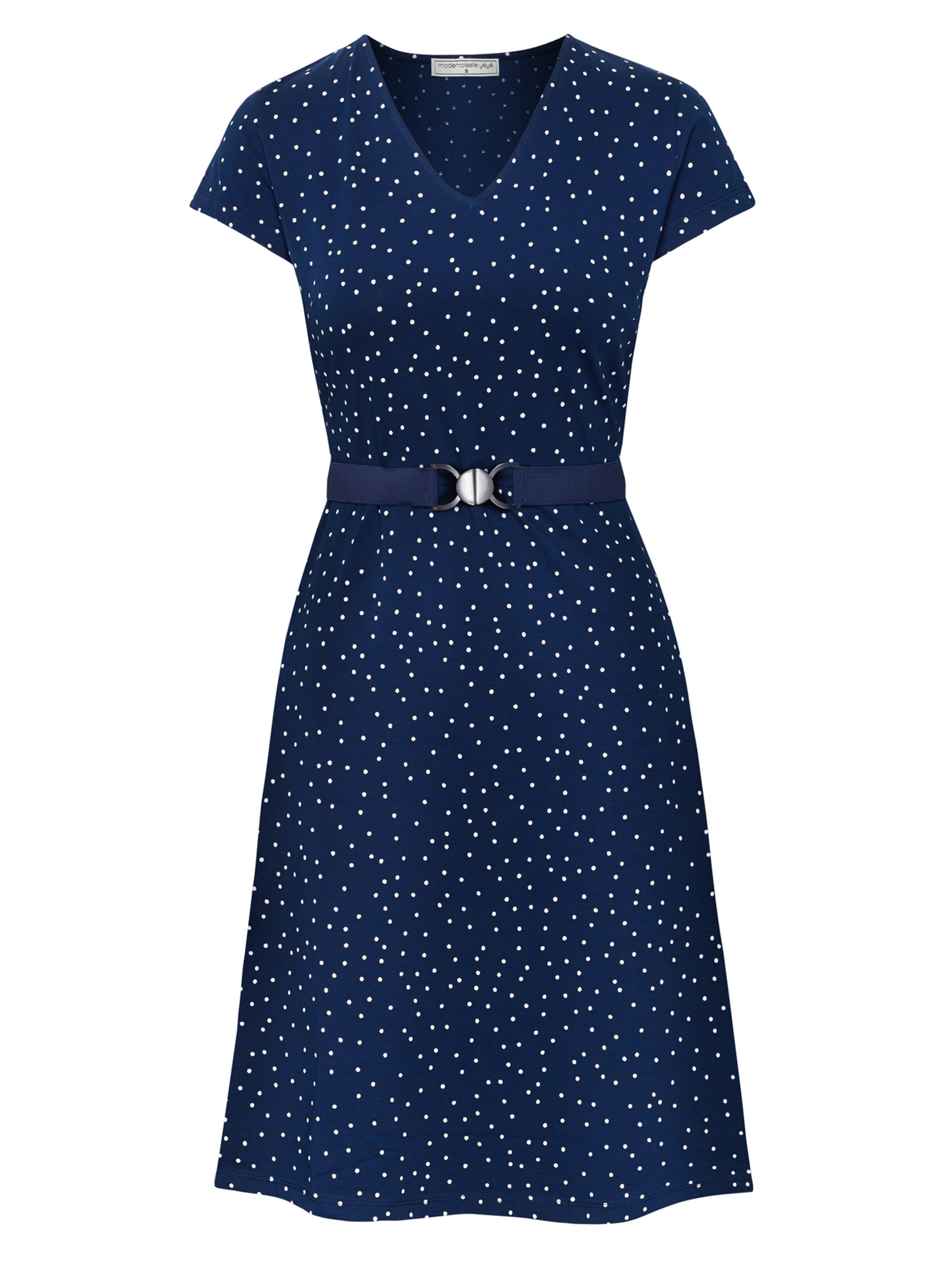 Frauen Große Größen Mademoiselle YéYé Jerseykleid 'Hello Monday Dress' (GOTS) in Blau - EW21013