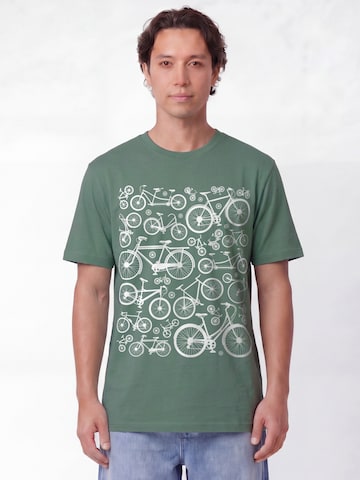 Watapparel Shirt 'Fahrräder' in Groen: voorkant