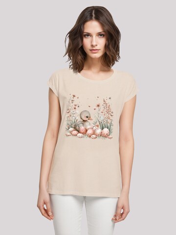 T-shirt 'Ente Ostereier Blumen Küken' F4NT4STIC en beige : devant
