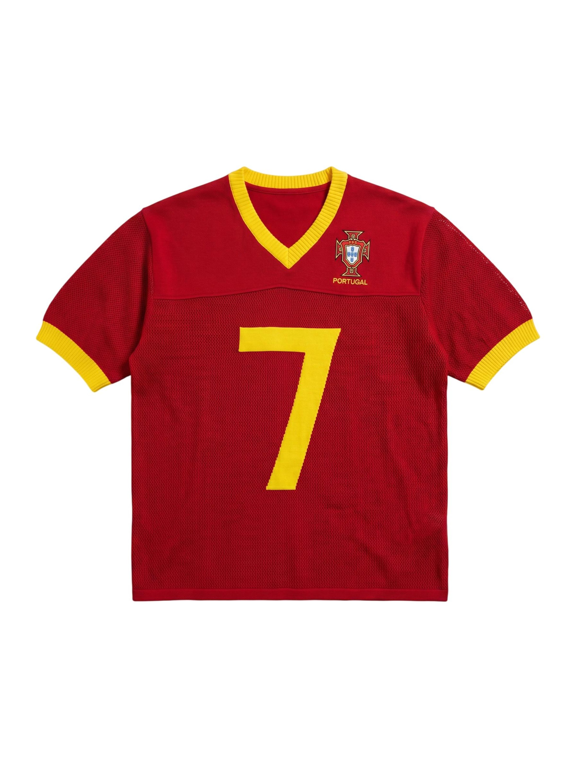 Kleidermafia T-shirt 'Oversize Portugal Knit T-shirt - Red' i röd: framsida