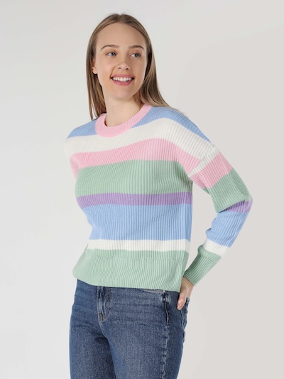Colin's Sweater in Dusty blue / Pastel green / Rose / White, Item view