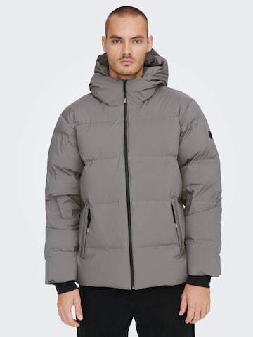 Only & Sons Winter Jacket 'Marshall' in Grey: front