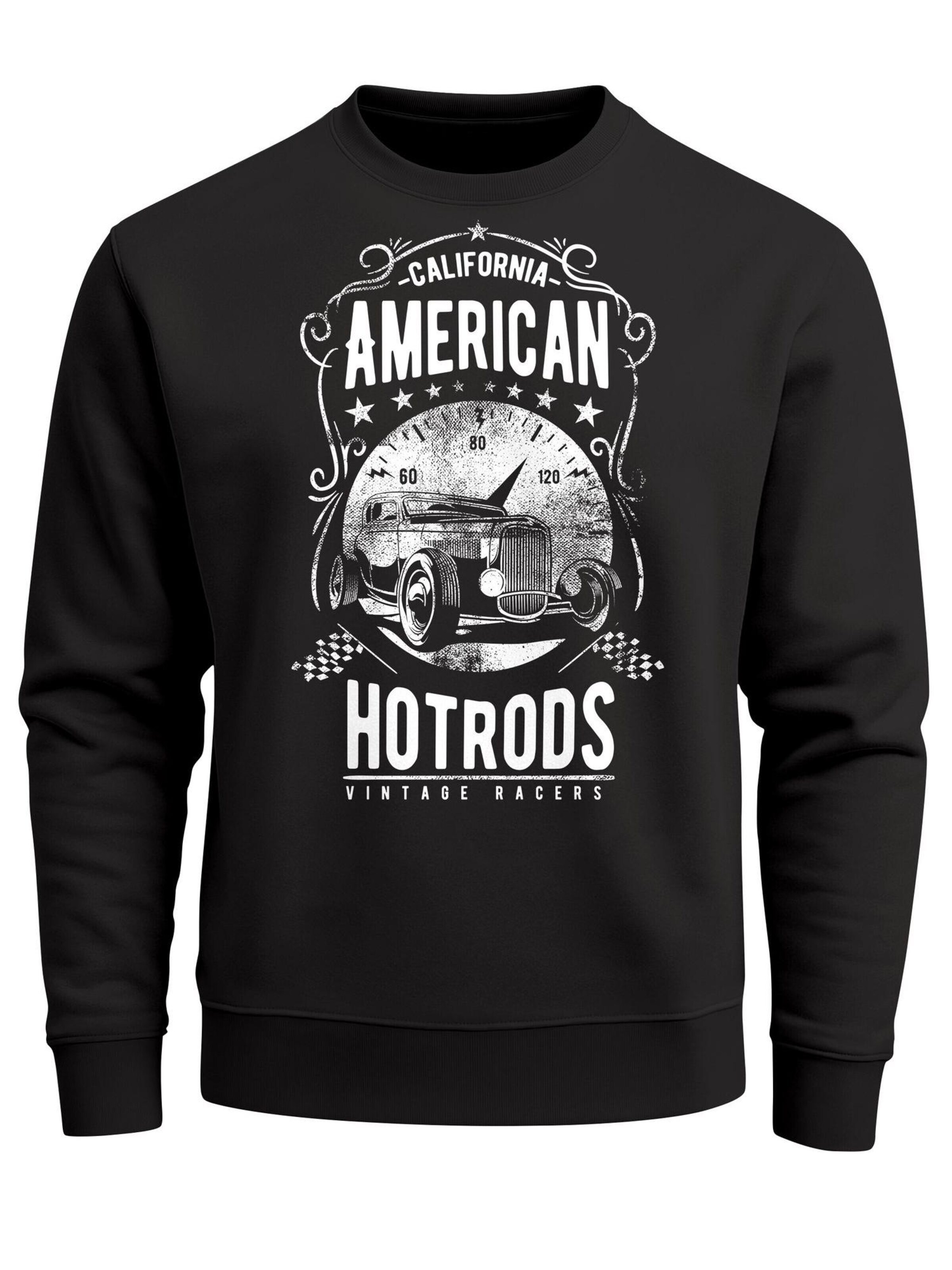 Neverless Sweatshirt 'American Hotrods' in Black: front