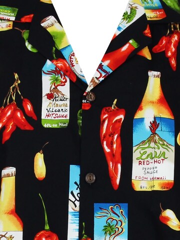Pacific Legend Regular fit Button Up Shirt 'Hot Chili Bier' in Black