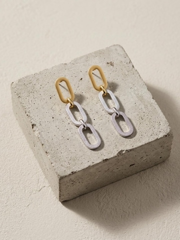 DNSK Copenhagen - Pendientes 'SELMA Waterproof 18K Gold Plated Duo Tone Earrings – Brushed/Sanded Stainless Steel' en oro