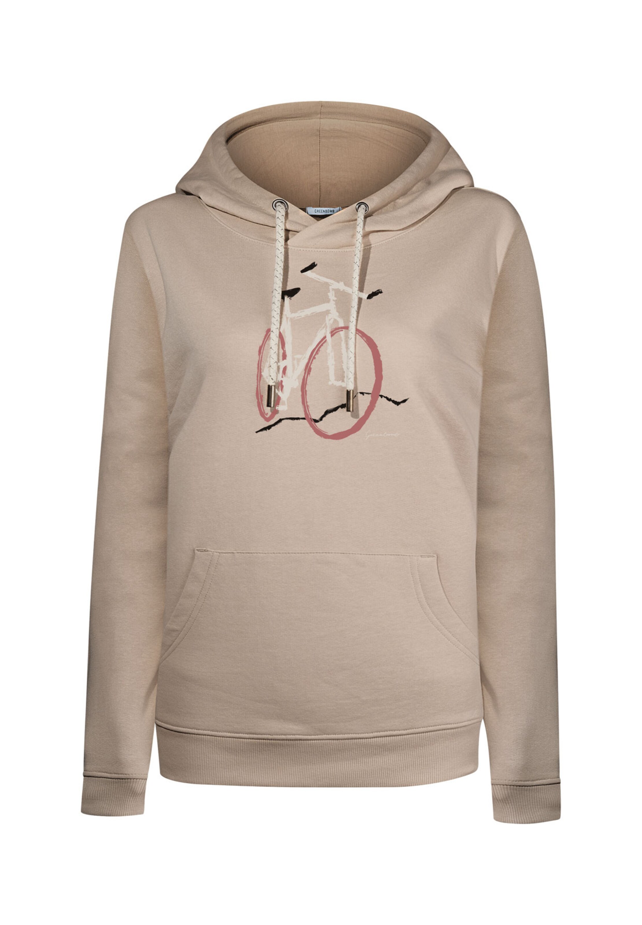 GREENBOMB Sweatshirt 'Bike Brush' in Beige: front