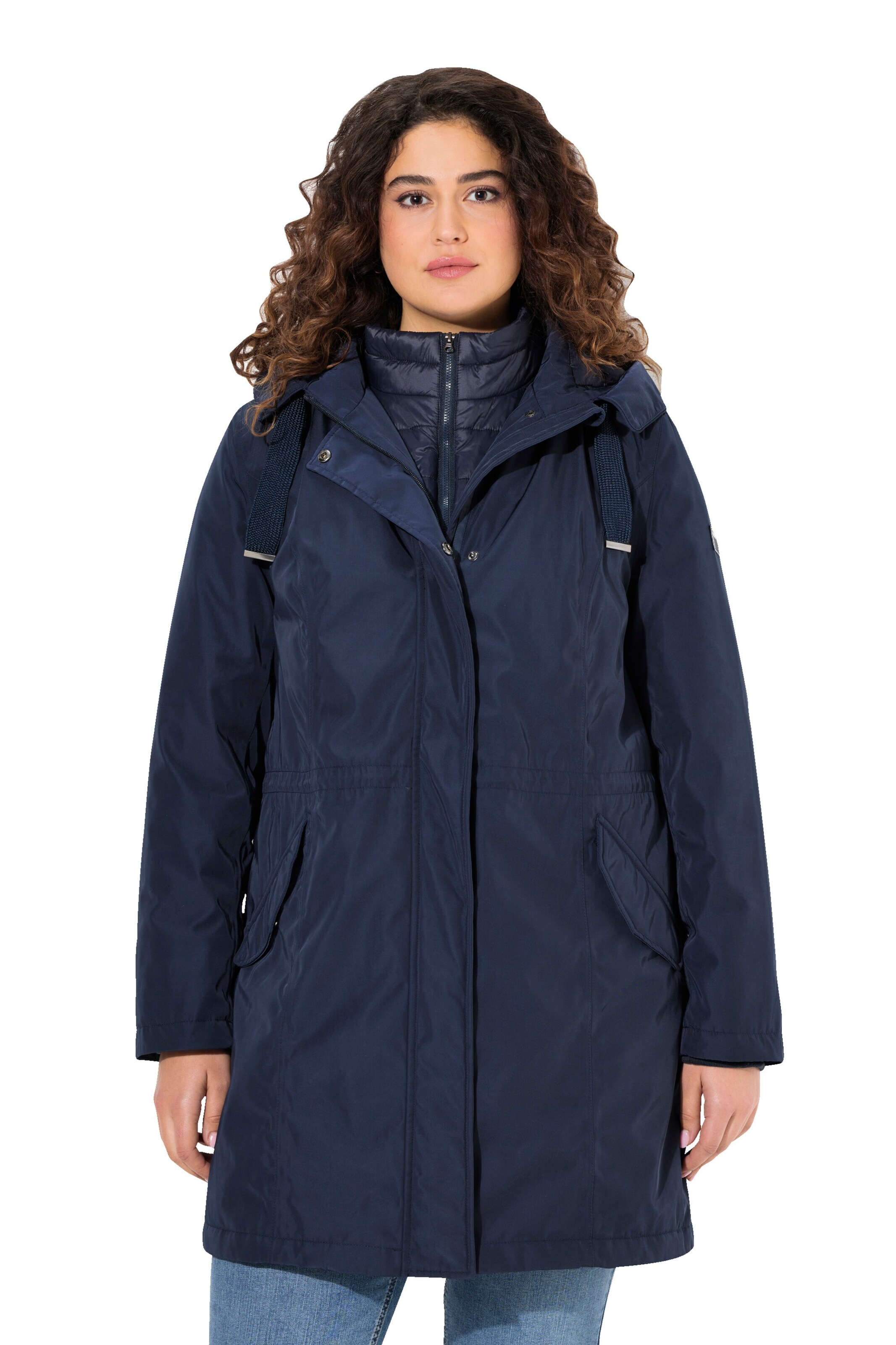 Ulla Popken Winterparka in Blauw: voorkant