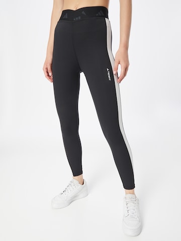 ADIDAS PERFORMANCE Skinny Workout Pants 'Hyperglam Techfit' in Black: front