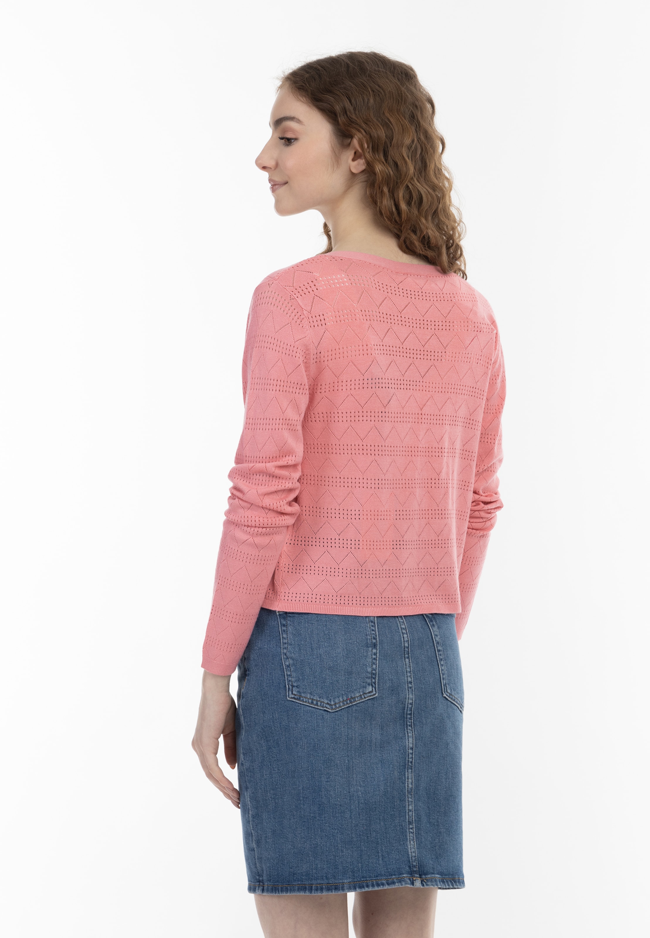 Cardigan swirly en rose