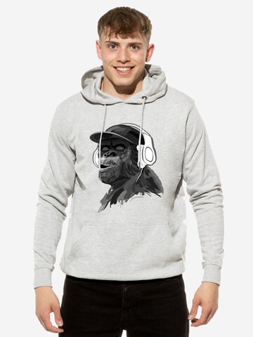 Cotton Prime Sweatshirt 'Monkey Mit DJ-Kopfhörer' in Grijs: voorkant