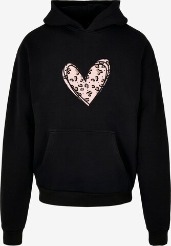 Merchcode Sweatshirt 'Valentines Day - Leopard Heart' in Black: front