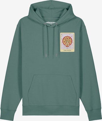 Felpa ' Tarot The Pizza ' di Watapparel in verde: frontale