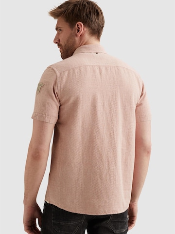 PME Legend Regular fit Overhemd 'Shirt with short sleeves in cotton/linen' in Roze