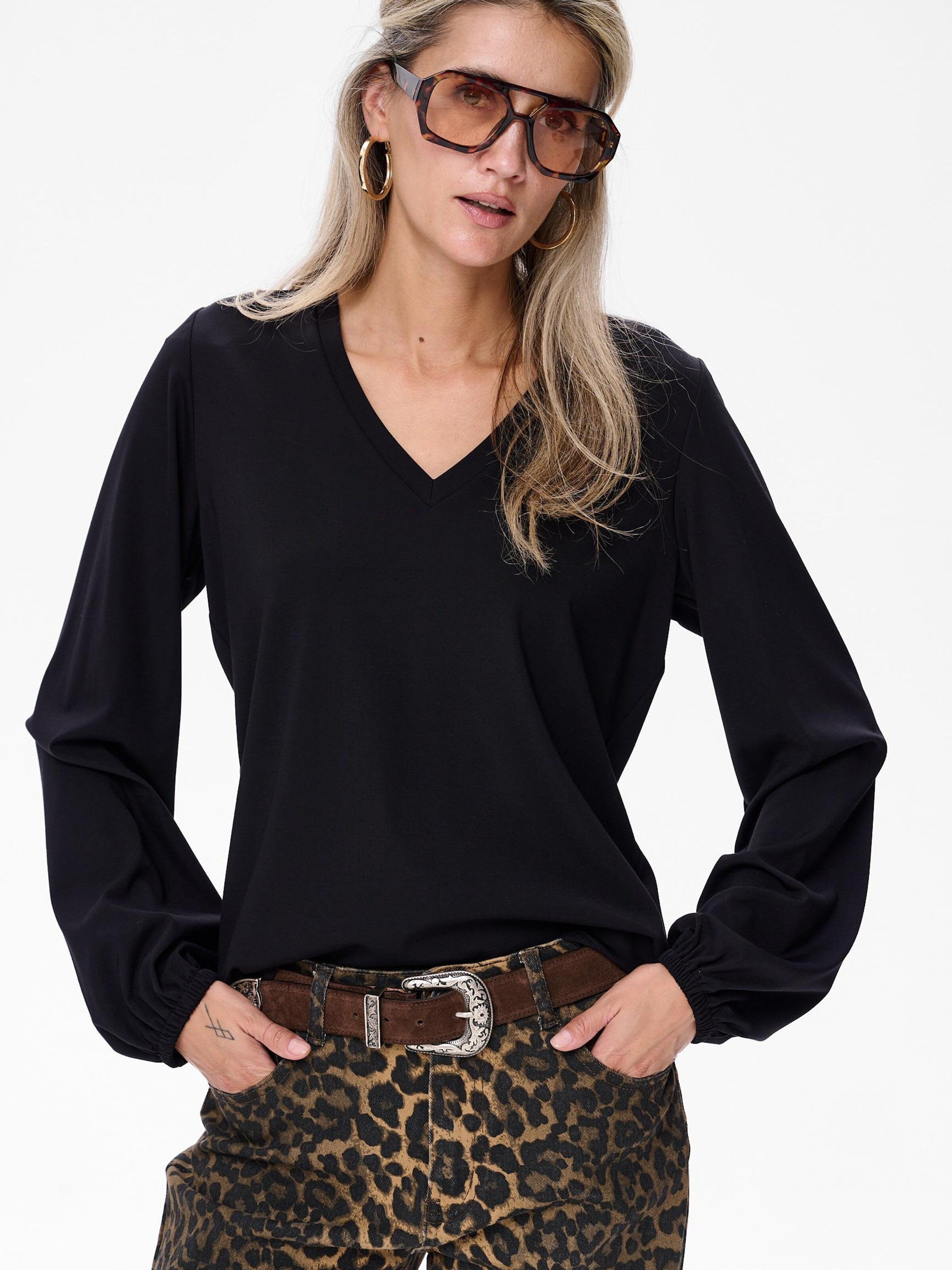 Blue Shadow Blouse in Black: front