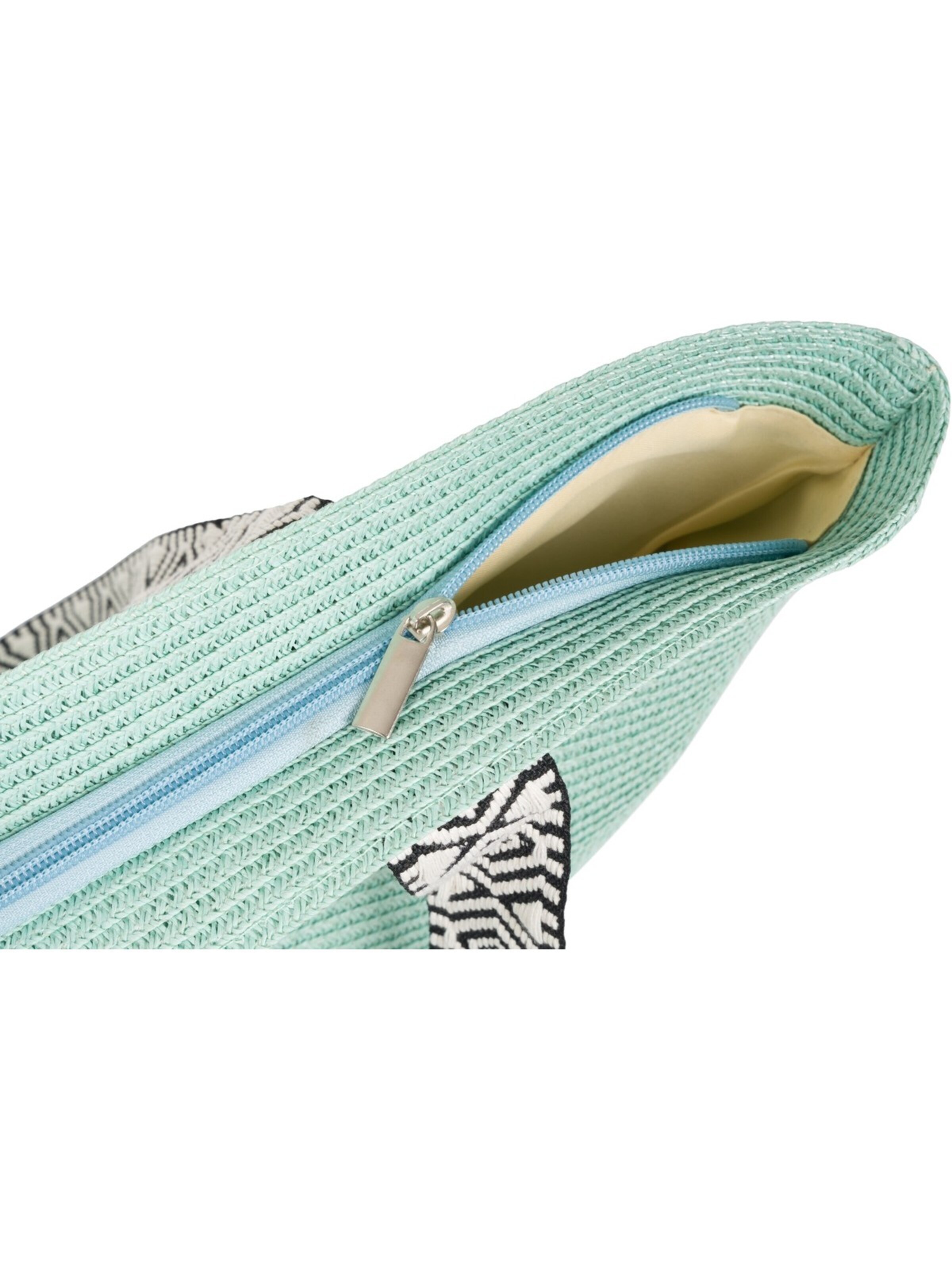 styleBREAKER Strandtasche 'Papierstroh Strandtasche Azteken Muster'‌‌‌‌‌‌‌‌ in Blau