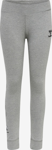 Hummel Skinny Workout Pants in Grey: front