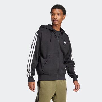 ADIDAS SPORTSWEAR Athletic Zip-Up Hoodie in Black: front