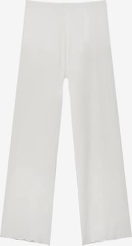 Pull&Bear Разкроени Панталон в бяло: отпред