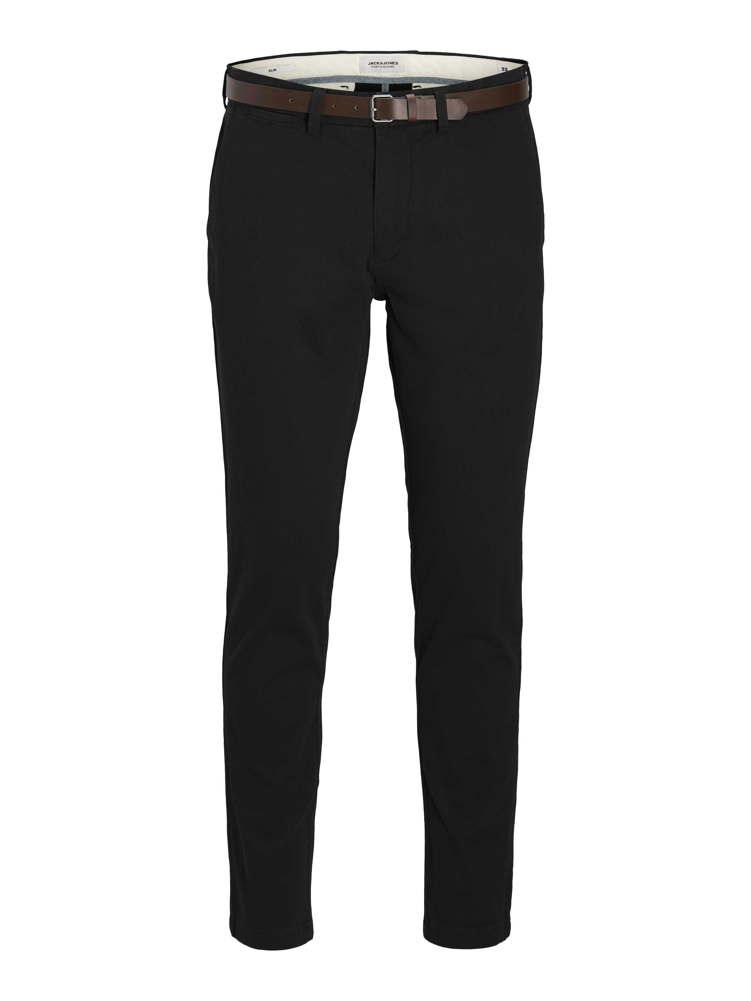Jack & Jones Plus Slim fit Chino Pants in Black: front
