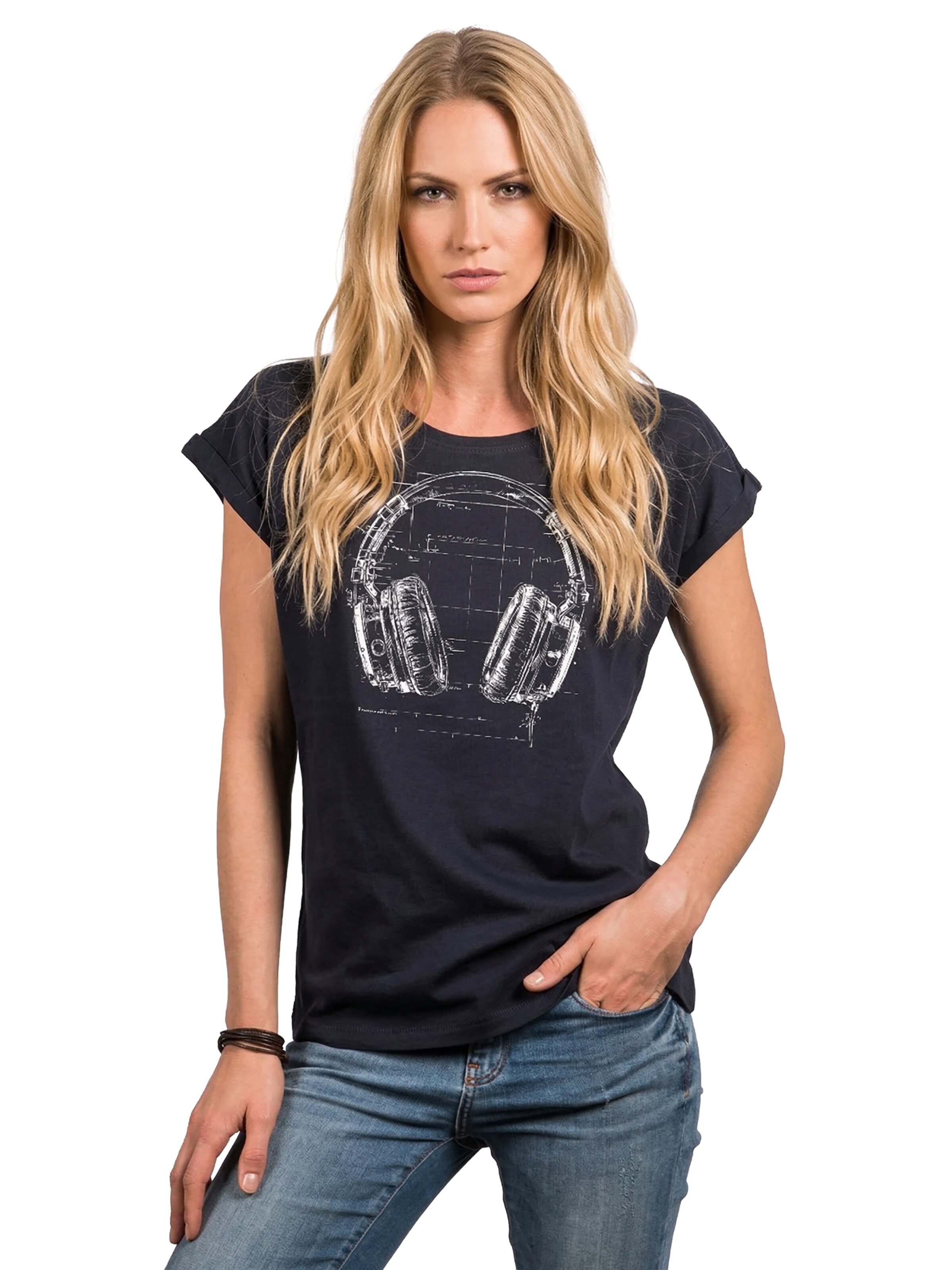 MAKAYA Shirt 'Blue Print Headphone' in Blue: front