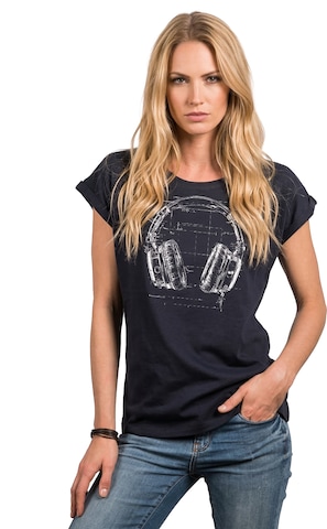 MAKAYA Shirt 'Blue Print Headphone' in Blue: front