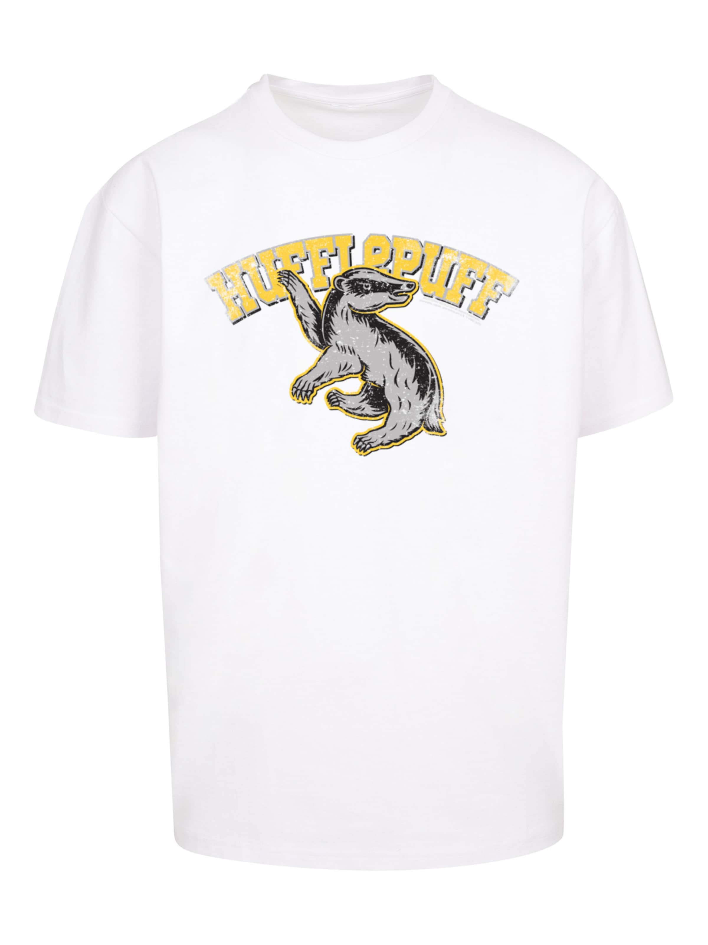 F4NT4STIC Shirt 'Harry Potter Hufflepuff Sport Emblem' in Wit: voorkant