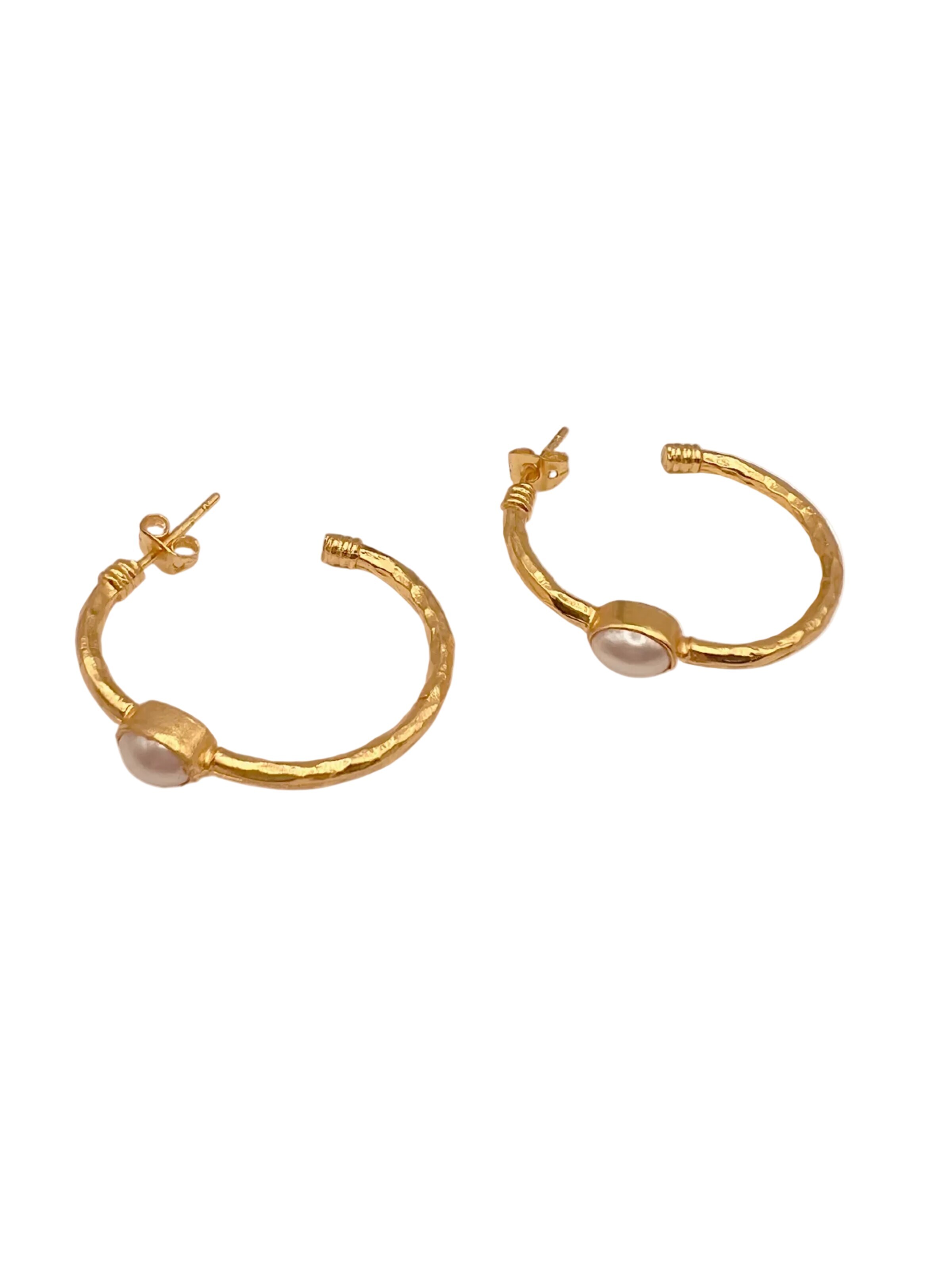 Les Reines - Brincos 'The Cirque with Pearl' em ouro: frente
