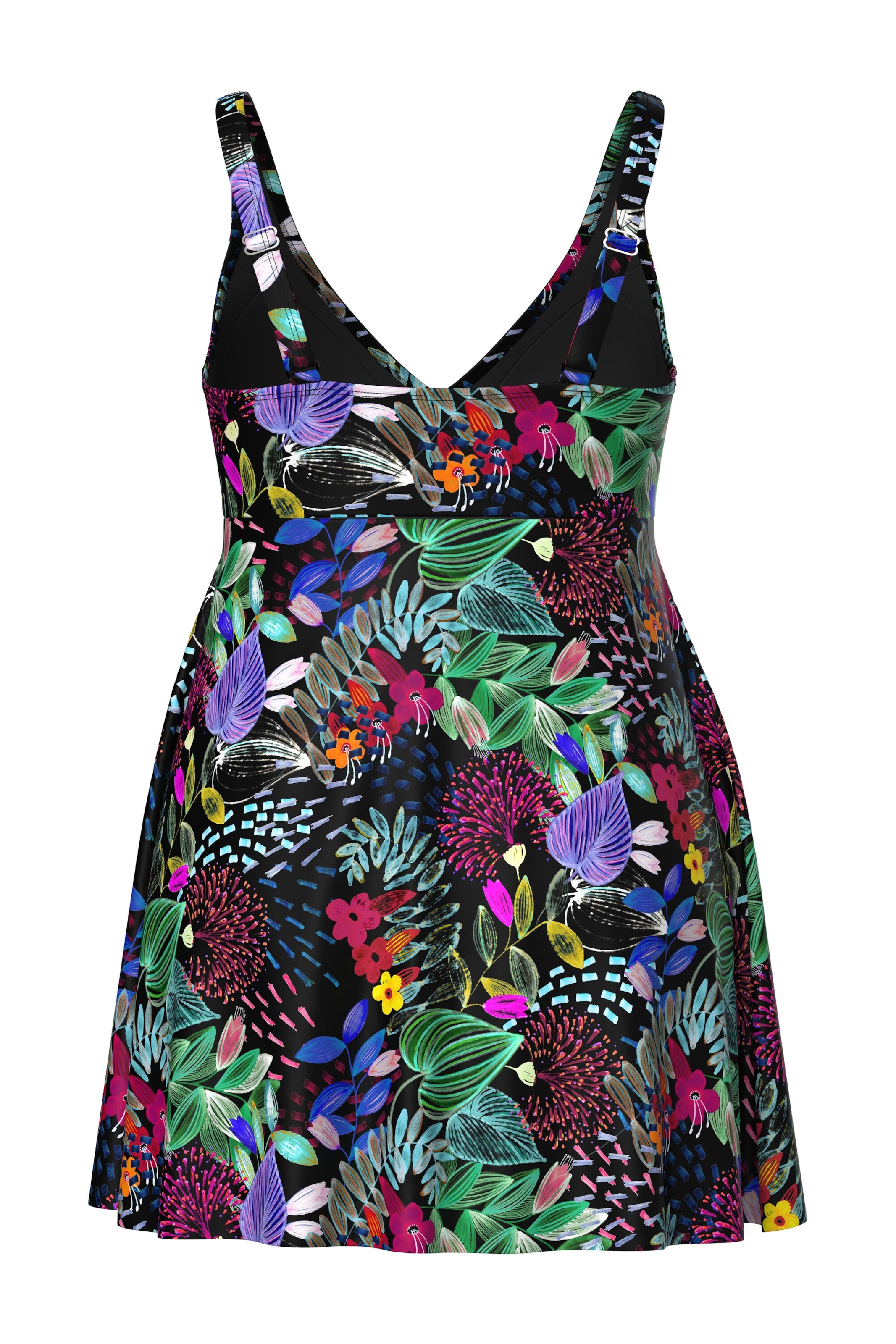 Ulla Popken Bustier Badeanzugkleid in Schwarz