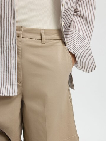 SELECTED Wide Leg Lærredsbukser i brun