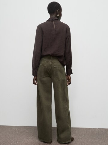 MANGO Wide leg Jeans 'VALENTIN' in Green