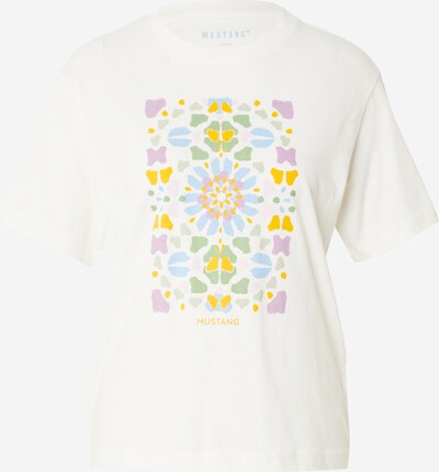 MUSTANG T-shirt 'FLORIS' en bleu clair / vert / violet / blanc cassé, Vue avec produit