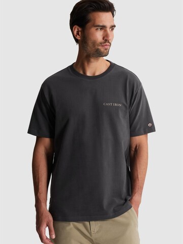 CAST IRON Paita 'T-shirt in jersey with off-placed logo' värissä harmaa