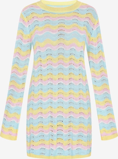 Rochie tricotat 'Festival' IZIA pe albastru deschis / galben lămâie / rosé / alb, Vizualizare produs
