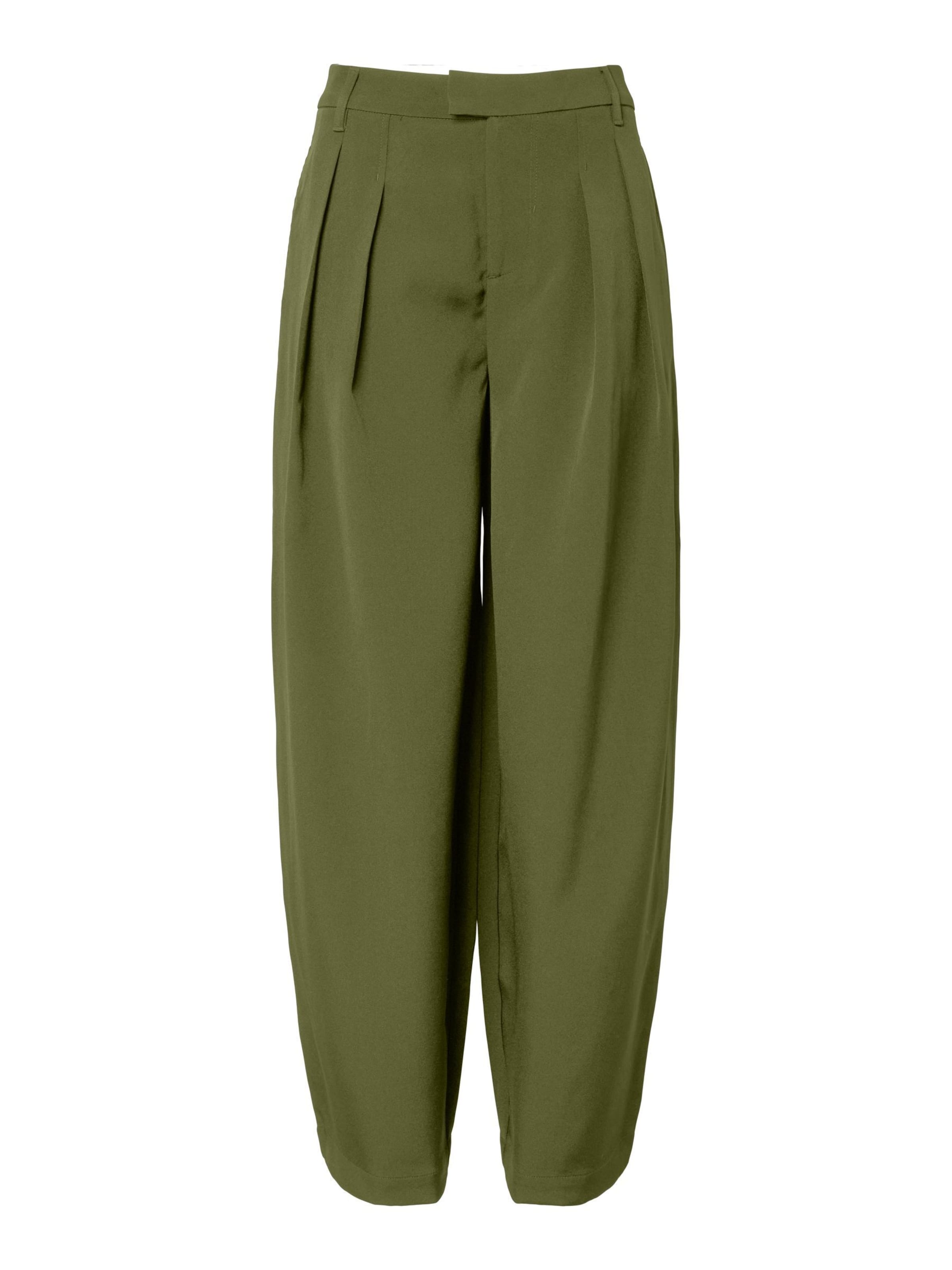 Baggy Pantalon à pince 'BARREL' PIECES en vert : devant