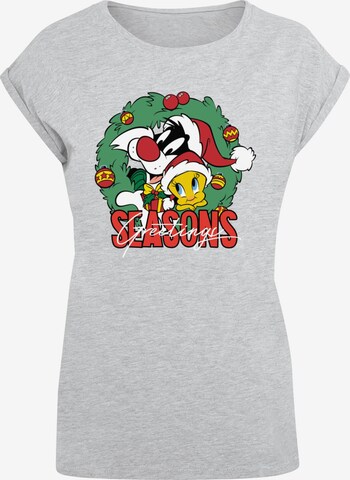 ABSOLUTE CULT Shirt 'Looney Tunes - Seasons Greetings' in Grey: front