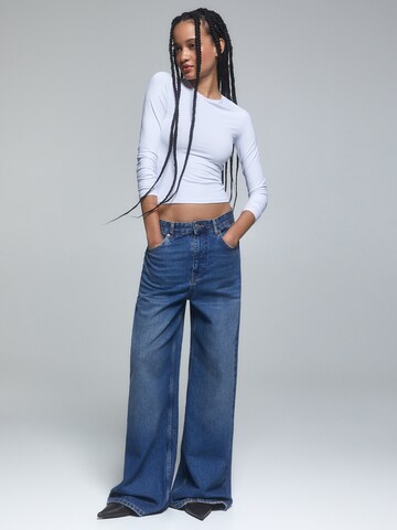 Pull&Bear Wide leg Jeans in Blauw