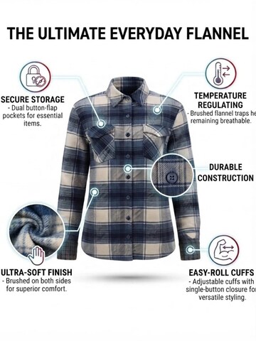 Chemisier 'Women's flannel shirt with 4 Pockets' Radwa en bleu