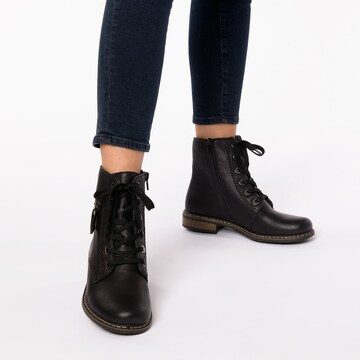 Rieker Lace-Up Ankle Boots in Black