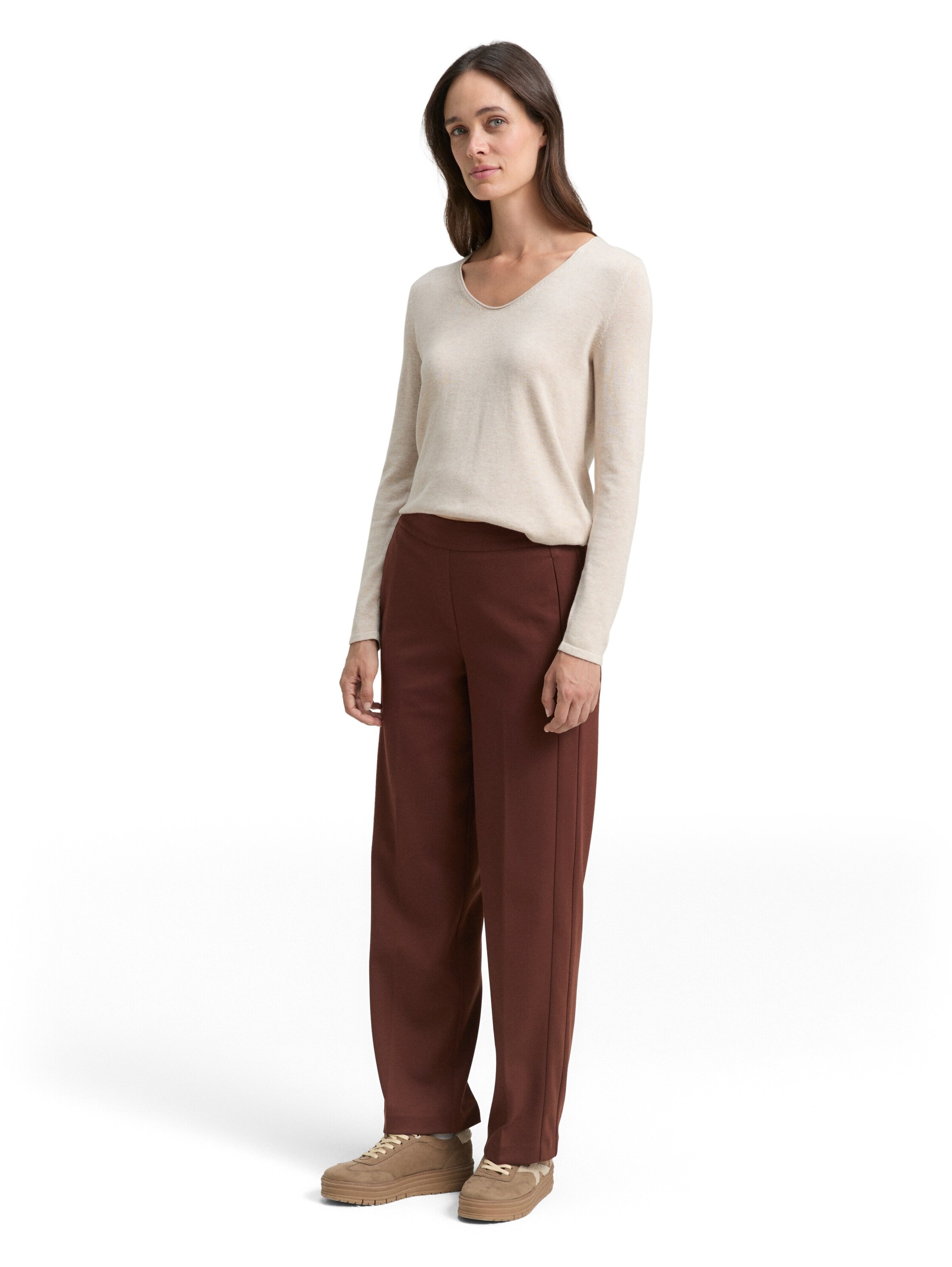 TOM TAILOR Regular Trousers in Brown