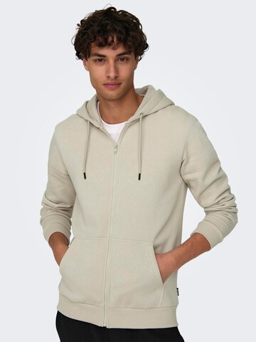 Only & Sons Regular Fit Sweatjacke 'CERES' in Grau