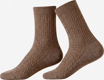 Millo Socks 'Cosy Twist' in Brown: front