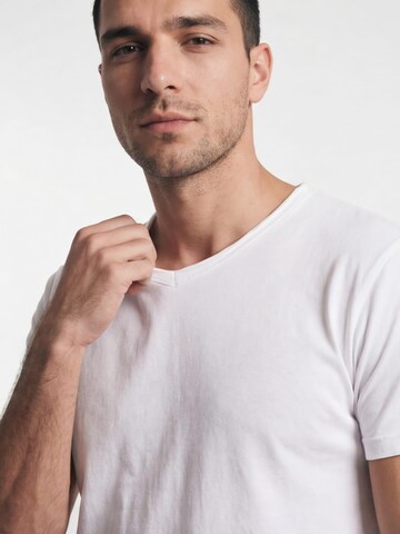 Antargo Shirt 'V-Neck Slub' in White