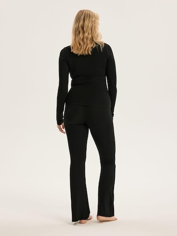 ESOTIQ Flared Trousers 'Sweathose Wide Leg Gummibund Modal Mix atmungsaktiv weich Comodo' in Black